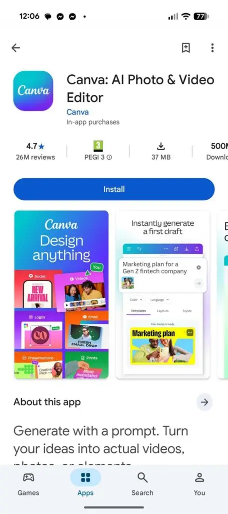 featured graphics לצד סקרינשוטס בגוגל פליי